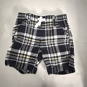 Gymboree Boys kidcorePlaid Shorts Navy Blue Yellow White Elastic Waist Size 2T